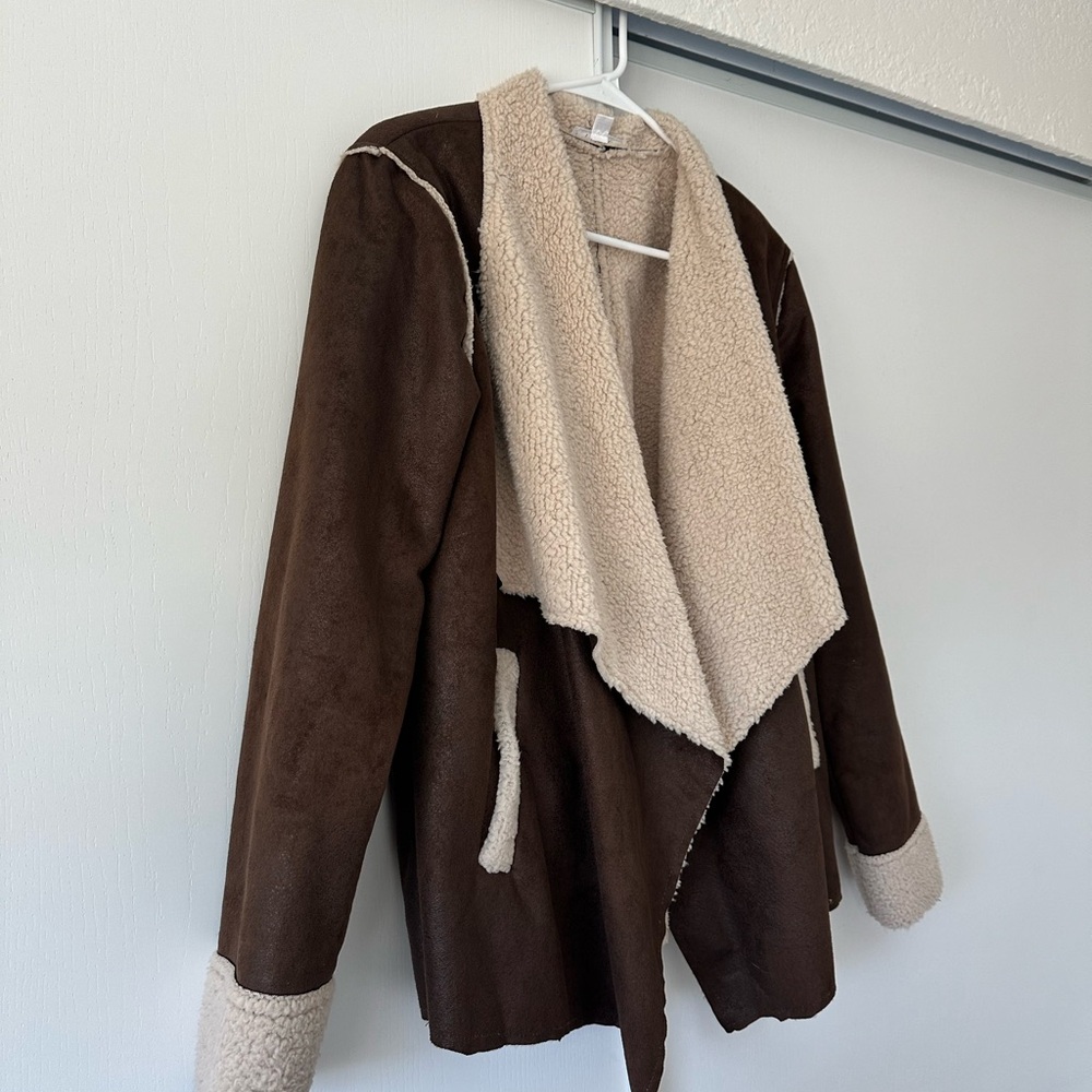 Brown and Cream Women's Jacket